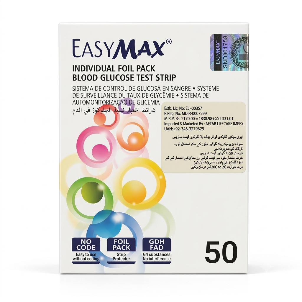 EASYMAX Blood Glucose Test Strips – 50 Tests