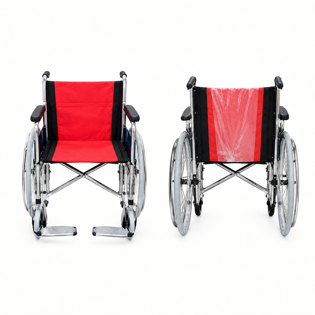 Deluxe Folding Medical Wheelchair (Red & Black)