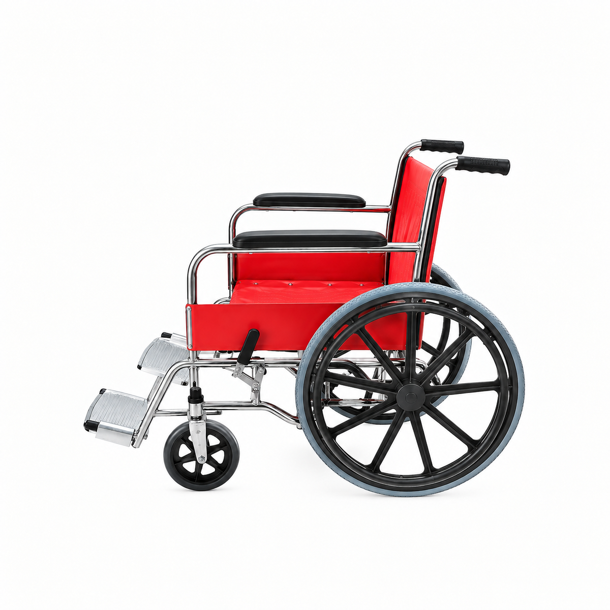 Deluxe Folding Medical Wheelchair (Red & Black)