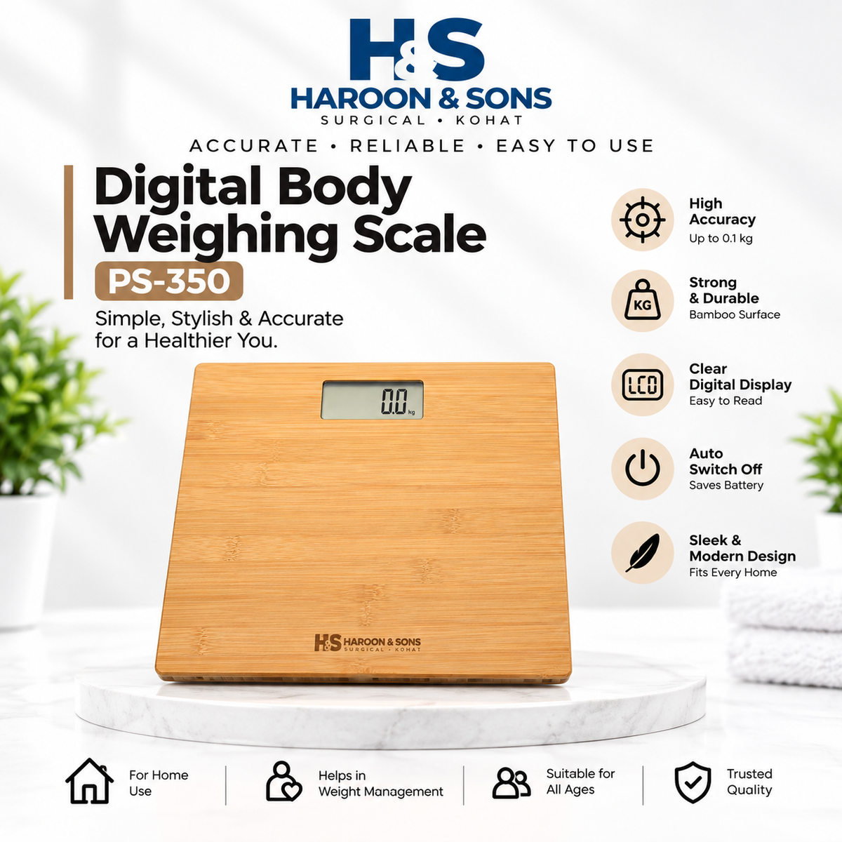 Electronic Weight Scale - Bamboo Design