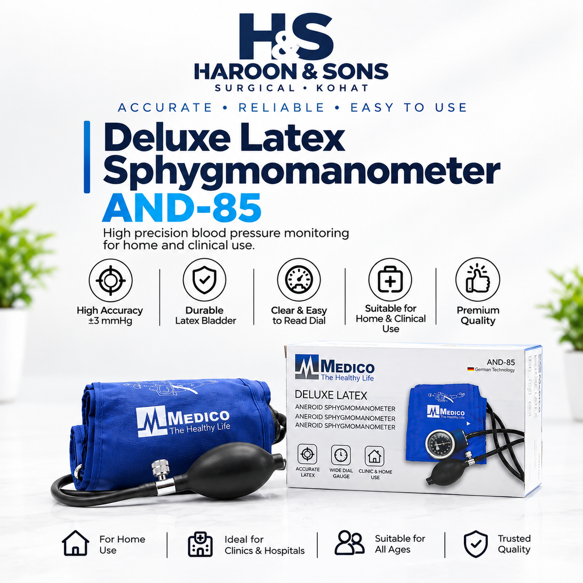 Aneroid Sphygmomanometer (Deluxe Latex) AND-85