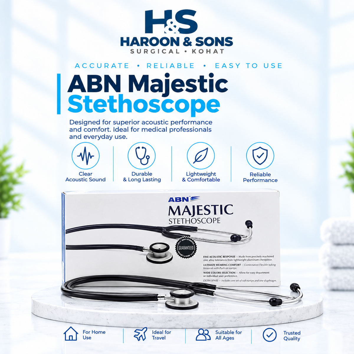 ABN Majestic Professional Lightweight Aluminum Stethoscope