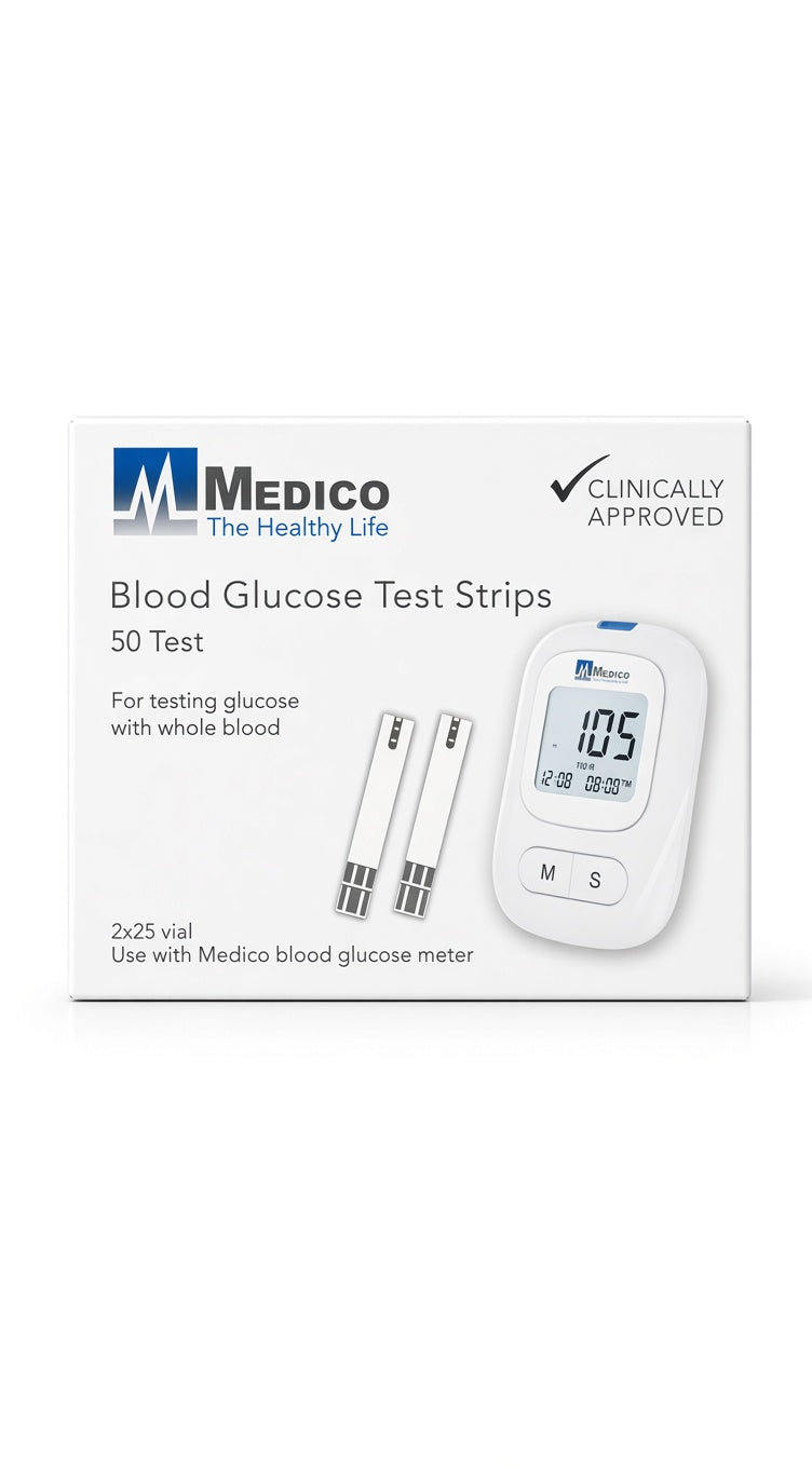 Medico Blood Glucose Test Strips – 50 Tests