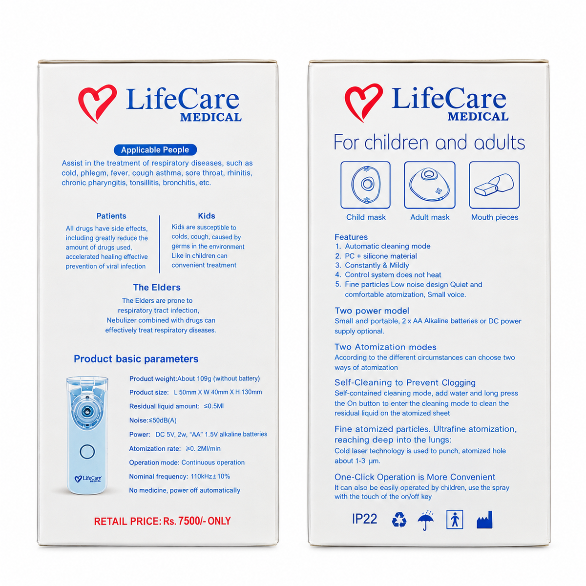 LifeCare LC-603 Handheld Mesh Nebulizer – Portable for Kids & Adults